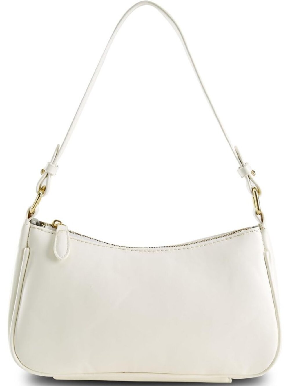 Womens White Crescent Vegan Leather Tote Clutch With 2 Straps Shoulder Bag